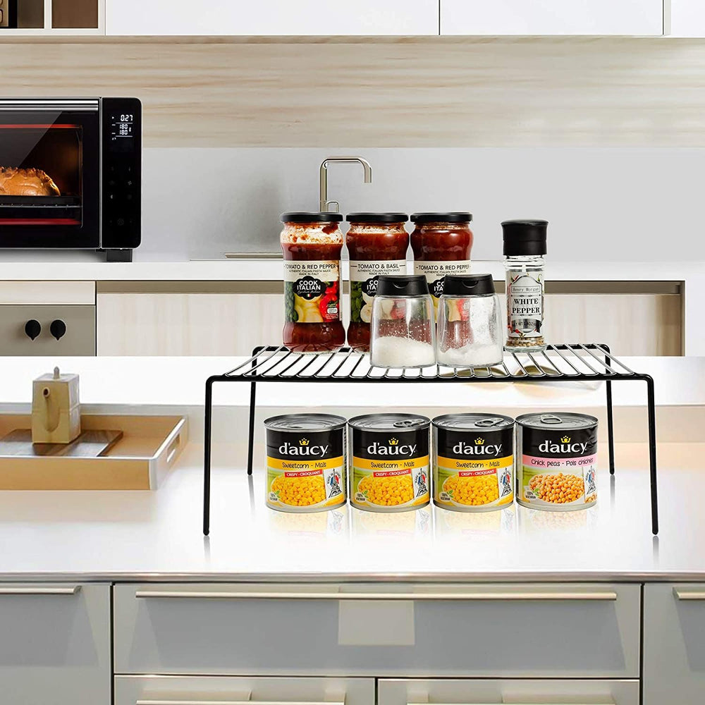 Kitchen Cabinet Shelf Organizer Set of 3, Large (15.7 x 9.4 inch) Metal Wire ...