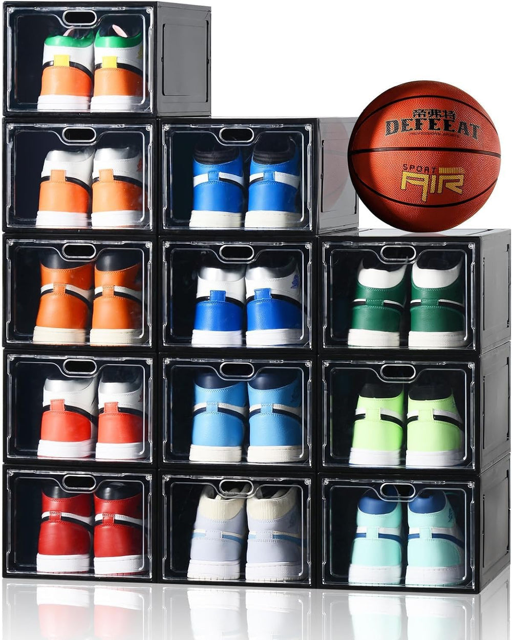 INSTY 12 Pack Large Shoe Storage Box, Clear Shoe Storage Organizer with Magne...