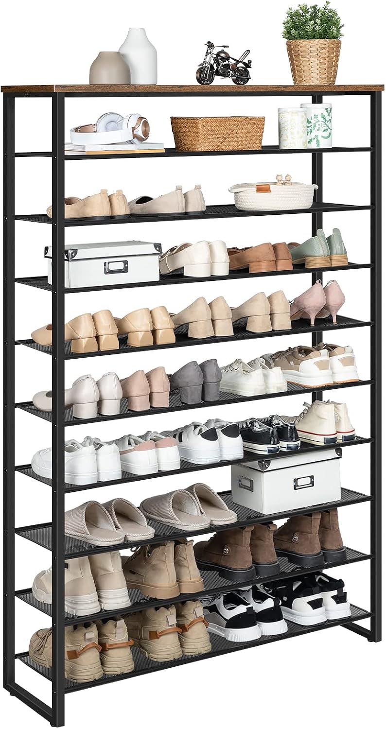 HOOBRO 10-Tier Shoe Rack for Entryway, 39.4" L Shoe Storage Organizer, L...