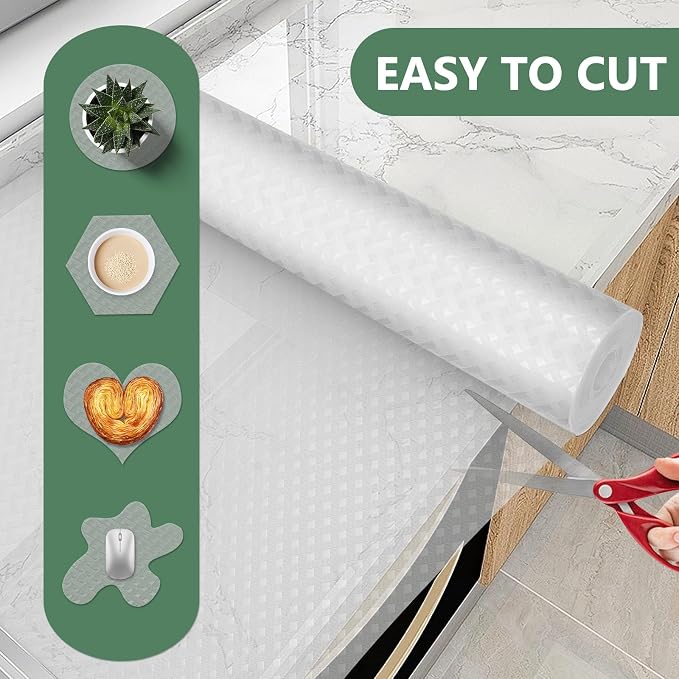 Shelf Liners, Non-Adhesive Drawer Liner, Waterproof & Oil-Proof Kitchen C...