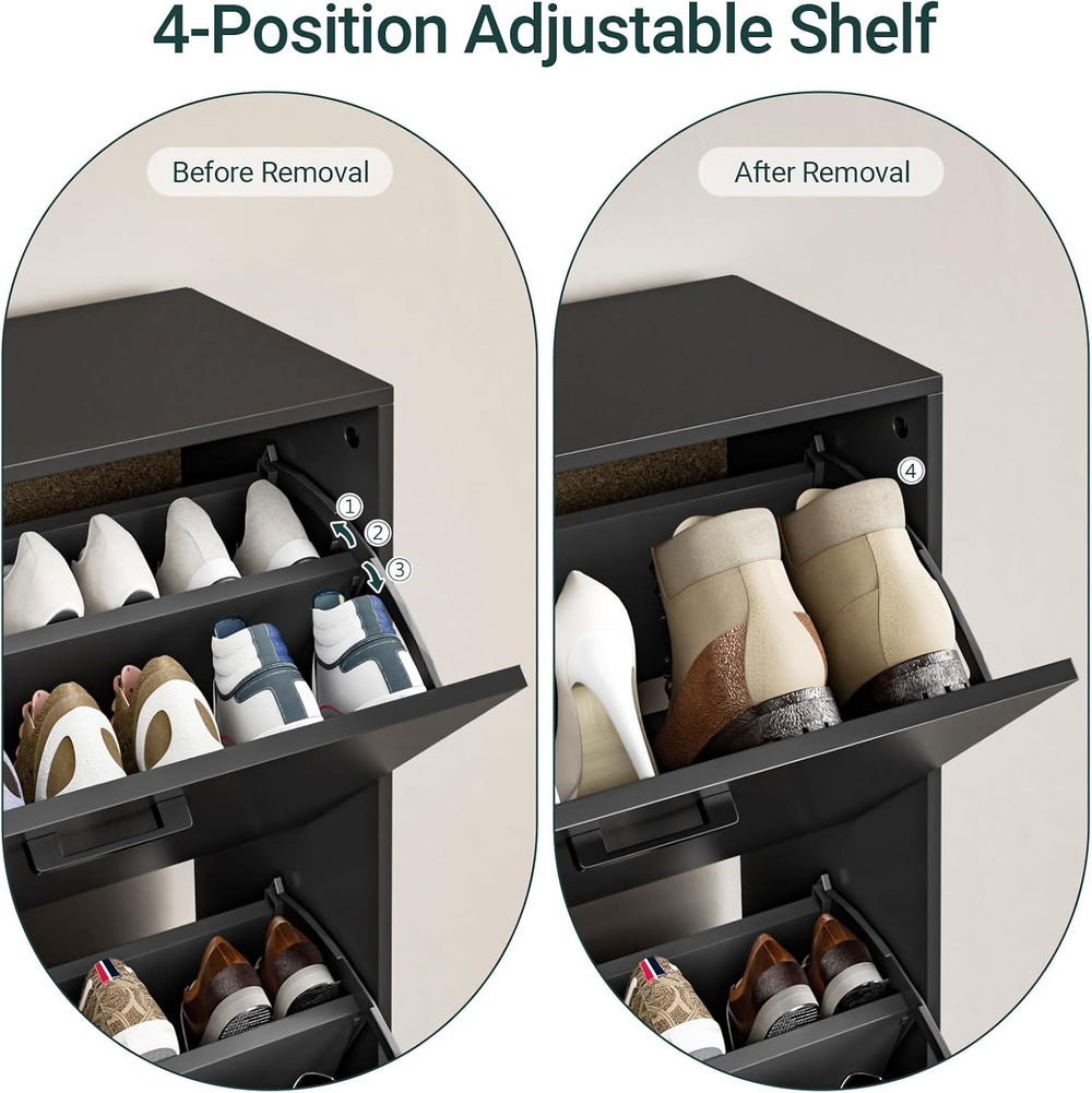 Slim Narrow Shoe Cabinet with 3 Flip Drawers for Entryway, Hallway