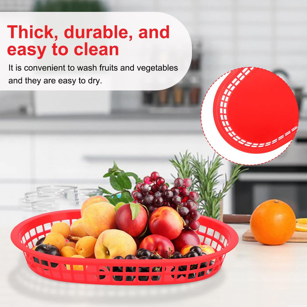 60 Pack Fast Food Baskets, 10.6 x6. 7 Inch Versatile Red Plastic Food Baskets...