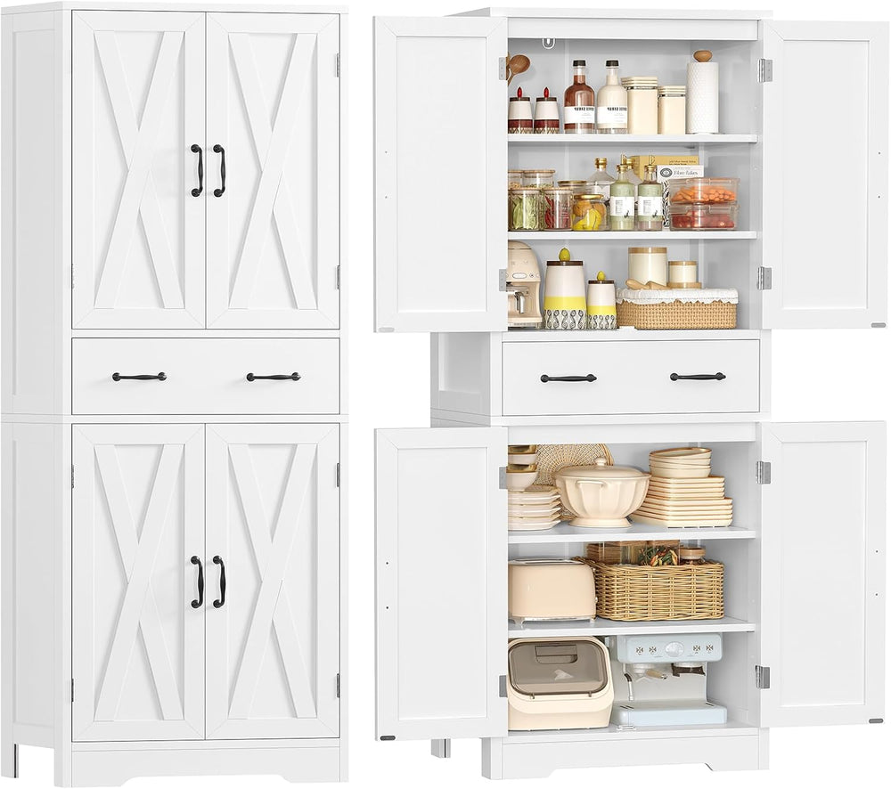 TEENFON Storage Cabinet, Pantry Cabinet with 2 Adjustable Shelves & Large...
