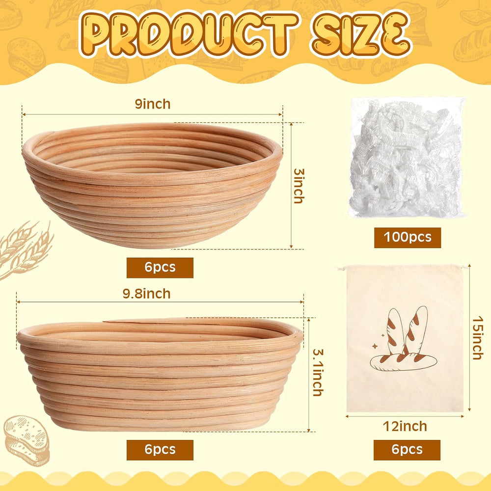 19 Pcs Banneton Bread Proofing Basket Set 12 Pcs 9 Inch Bread Proofing Basket...