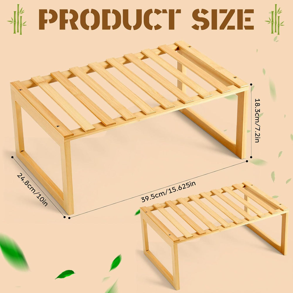 4 Pcs Kitchen Cabinet Organizer Bamboo Bookshelf Bamboo Kitchen Shelves, Rect...