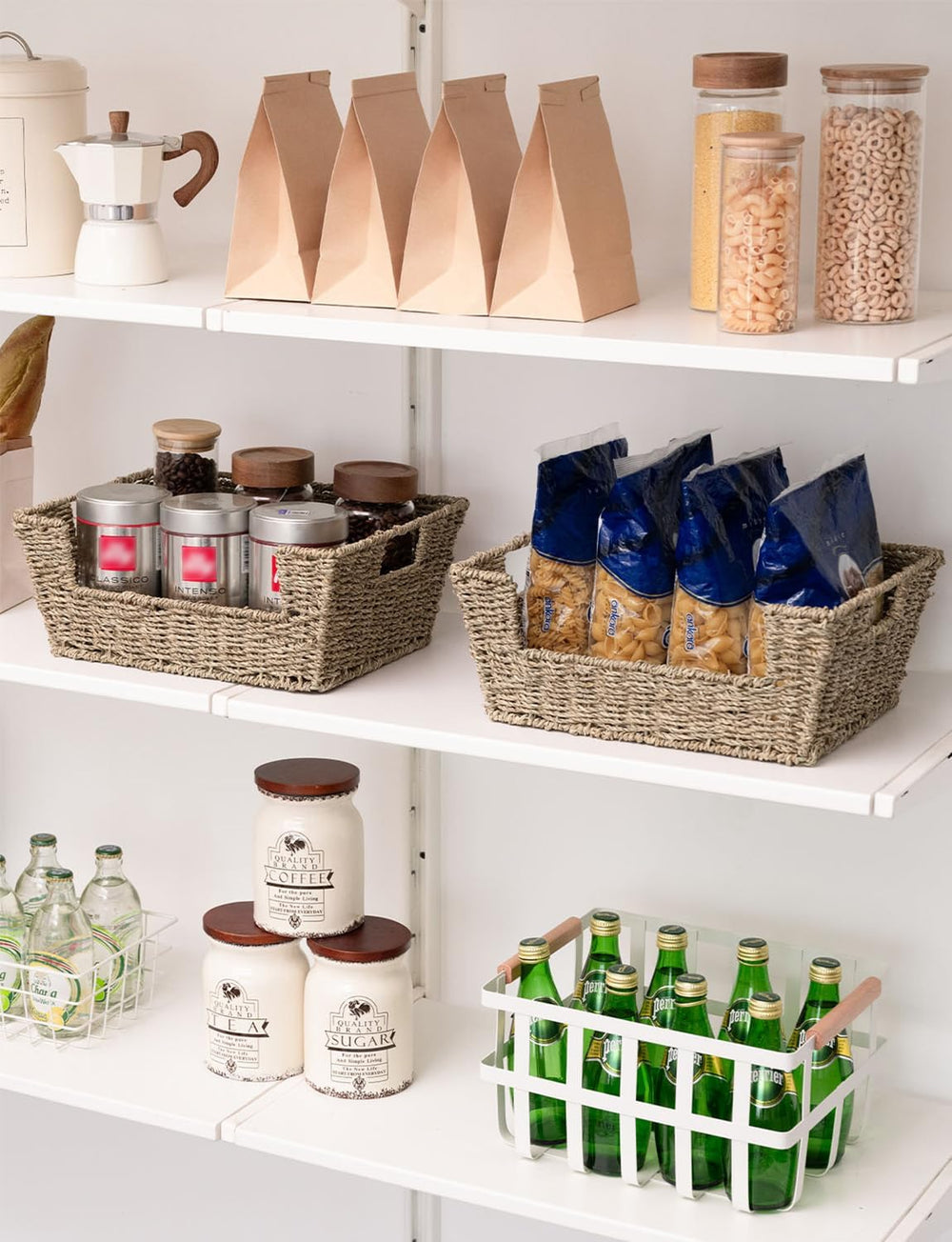 StorageWorks Pantry Baskets for Organizing, Storage Baskets, Seagrass (2 Pack)
