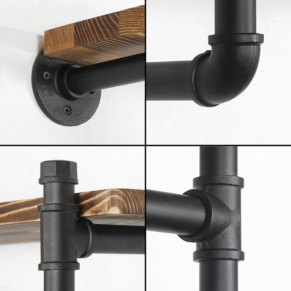 WEBI Wall Mounted Clothes Rack with Shelf,32" Industrial Pipe Clothing R...