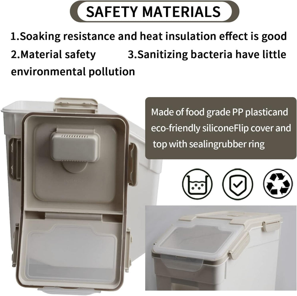 25LB Large Flour Storage Container Bin,4 Pack Airtight Plastic with Wheels Se...