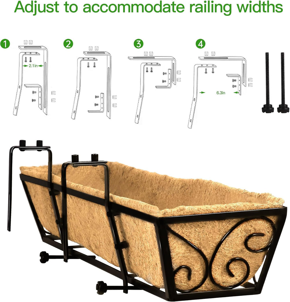 Y&M 30 Inch Butterfly Window Box Planter. Railing Planters for Outdoor Pl...