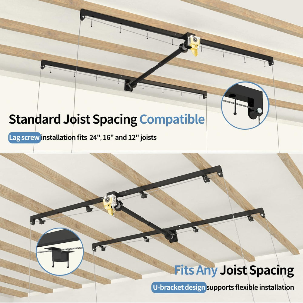 Overhead Garage Storage Rack – 4x8 FT Garage Ceiling Storage Racks with Safet...