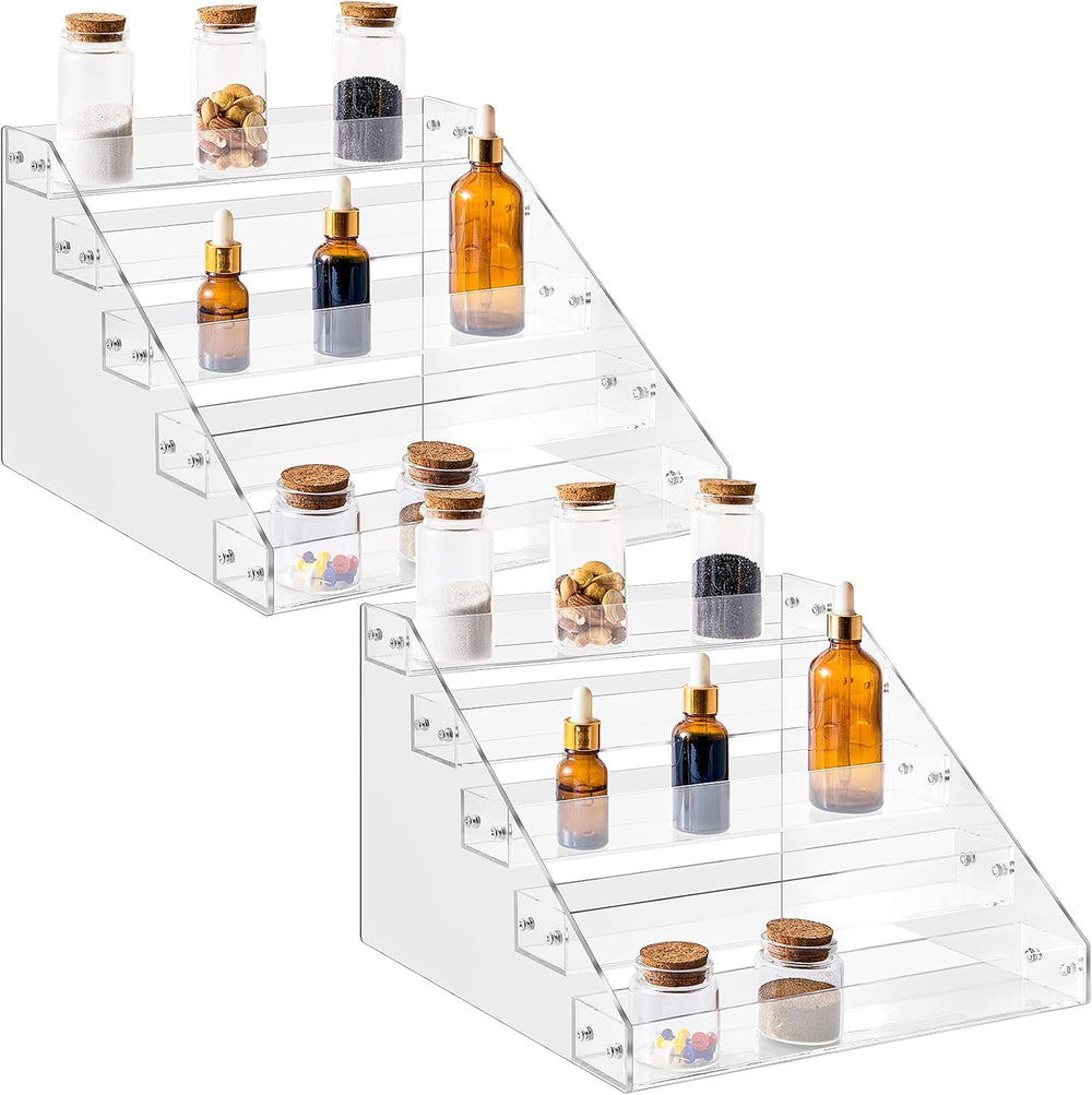 Chunful 2 Pack Acrylic Spice Rack Organizer 5 Tier Vertical Shelf