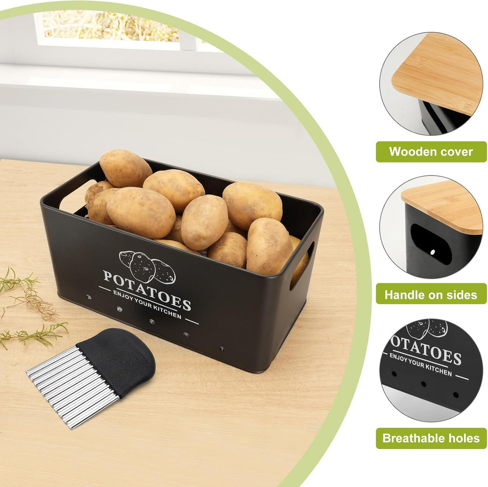 Kitchen Vegetable Storage Set of 3, Metal Onion Garlic Potato Storage Set, Ki...