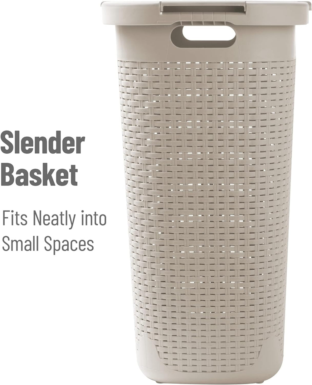 Mind Reader Tall Tapered Laundry Hamper with Lid, 60L Clothes Basket, Narrow ...