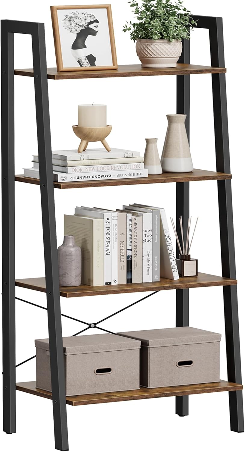 VASAGLE Ladder Shelf, Bookcase Book Shelf, Storage Shelves, 4-Tier, 22In