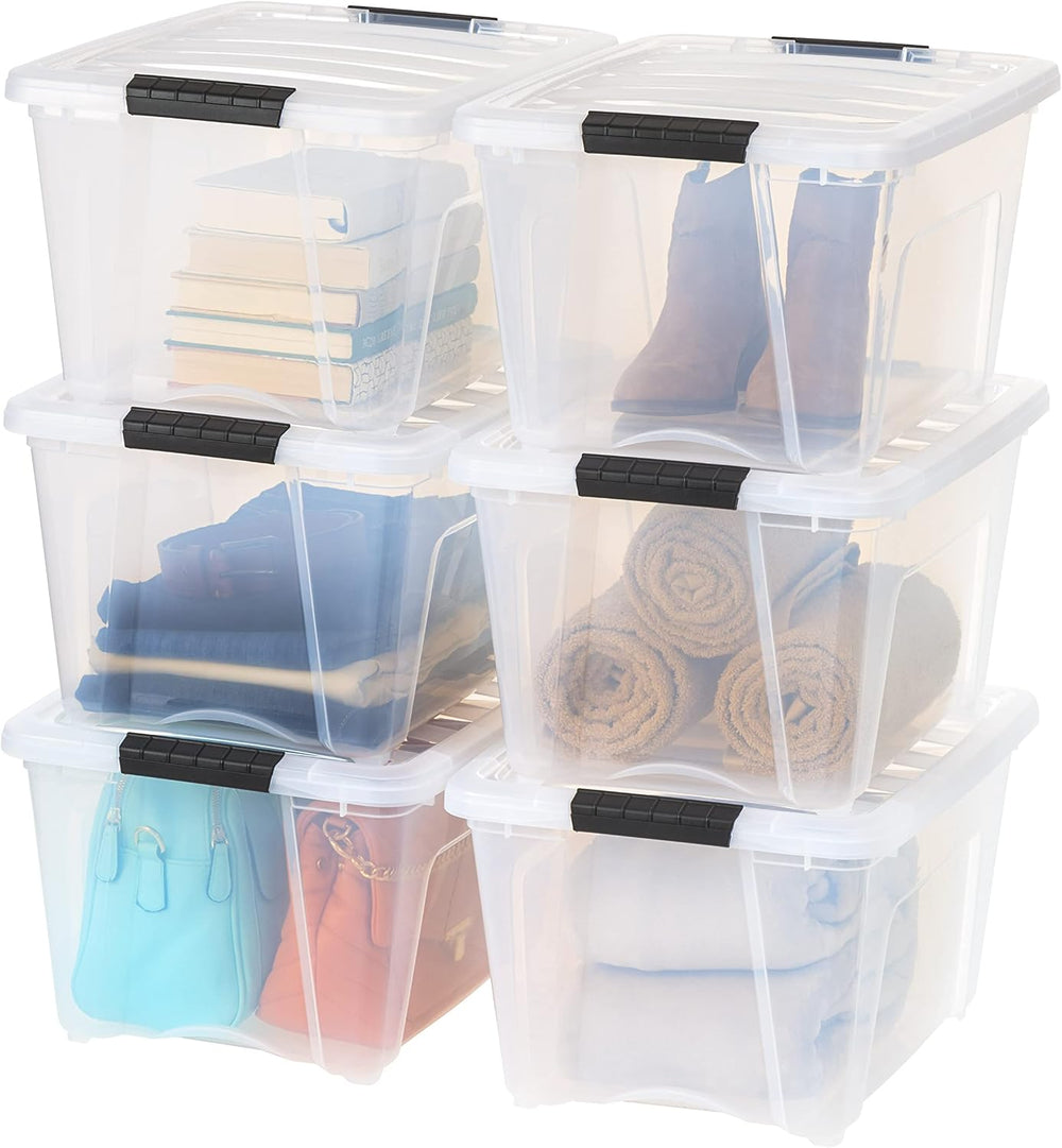 IRIS USA 32 Qt Stackable Plastic Storage Bins (6-Pack)