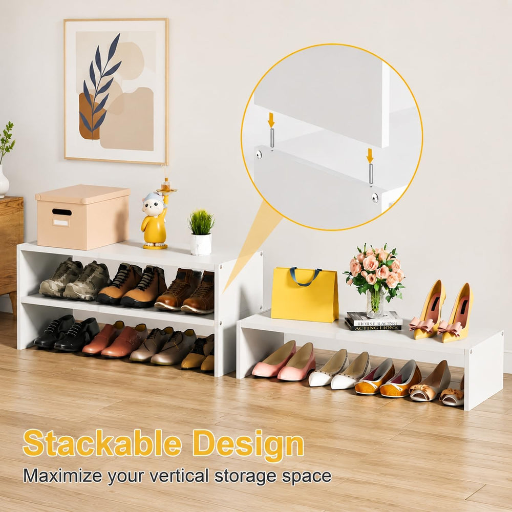 3 Pack Expandable 1 Tier Shoe Rack for Shoe Cabinet/Closet/Entryway