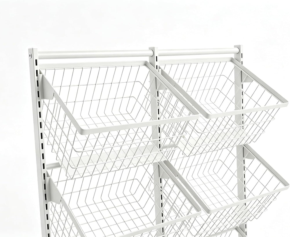 Rolling Store Snack Display Rack with Wheels, Mesh Storage Cart(White)