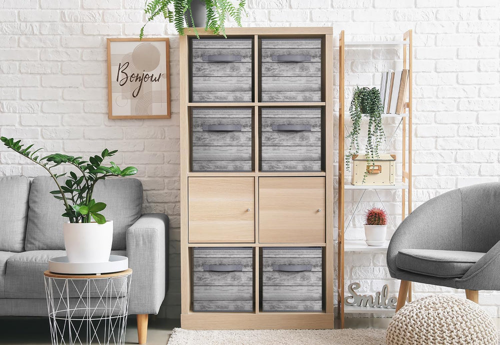 Sorbus 11 x 11 Storage Cubes, Foldable Fabric Bins (4 Pack, Rustic Gray)