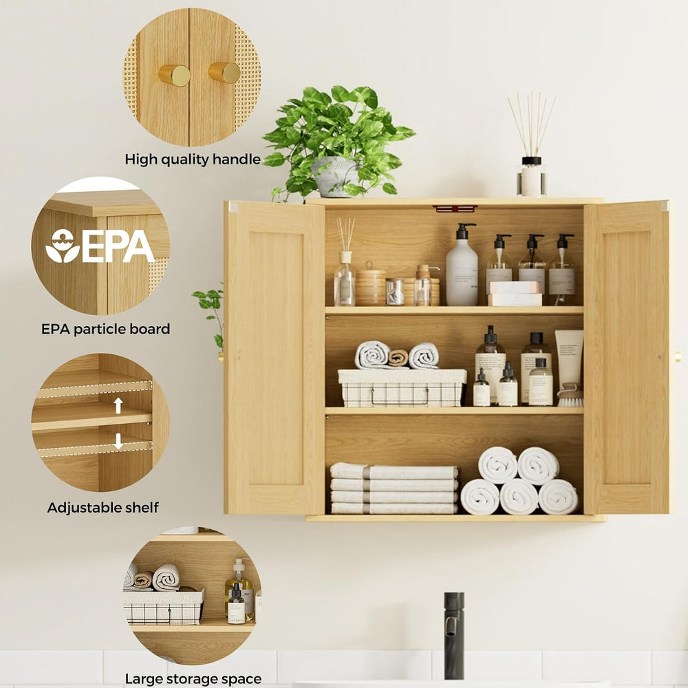 Bathroom Wall Cabinet, Medicine Cabinet with Adjustable Shelves
