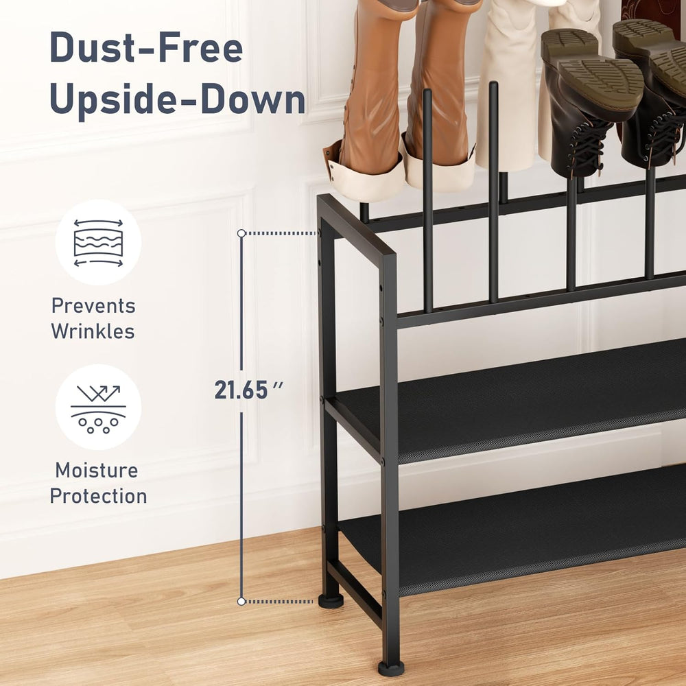 DIMJ Boot Rack 4-Tier - Black Metal Boot Storage Rack for Tall Boots Organize...