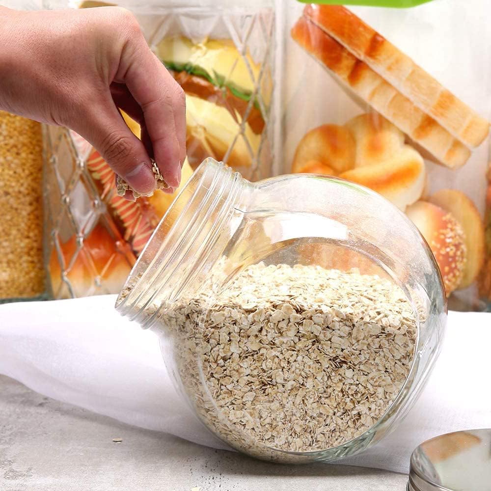 Glass Cookie Jars for Kitchen Counter (3 Pack) 75oz Food Storage Canisters wi...