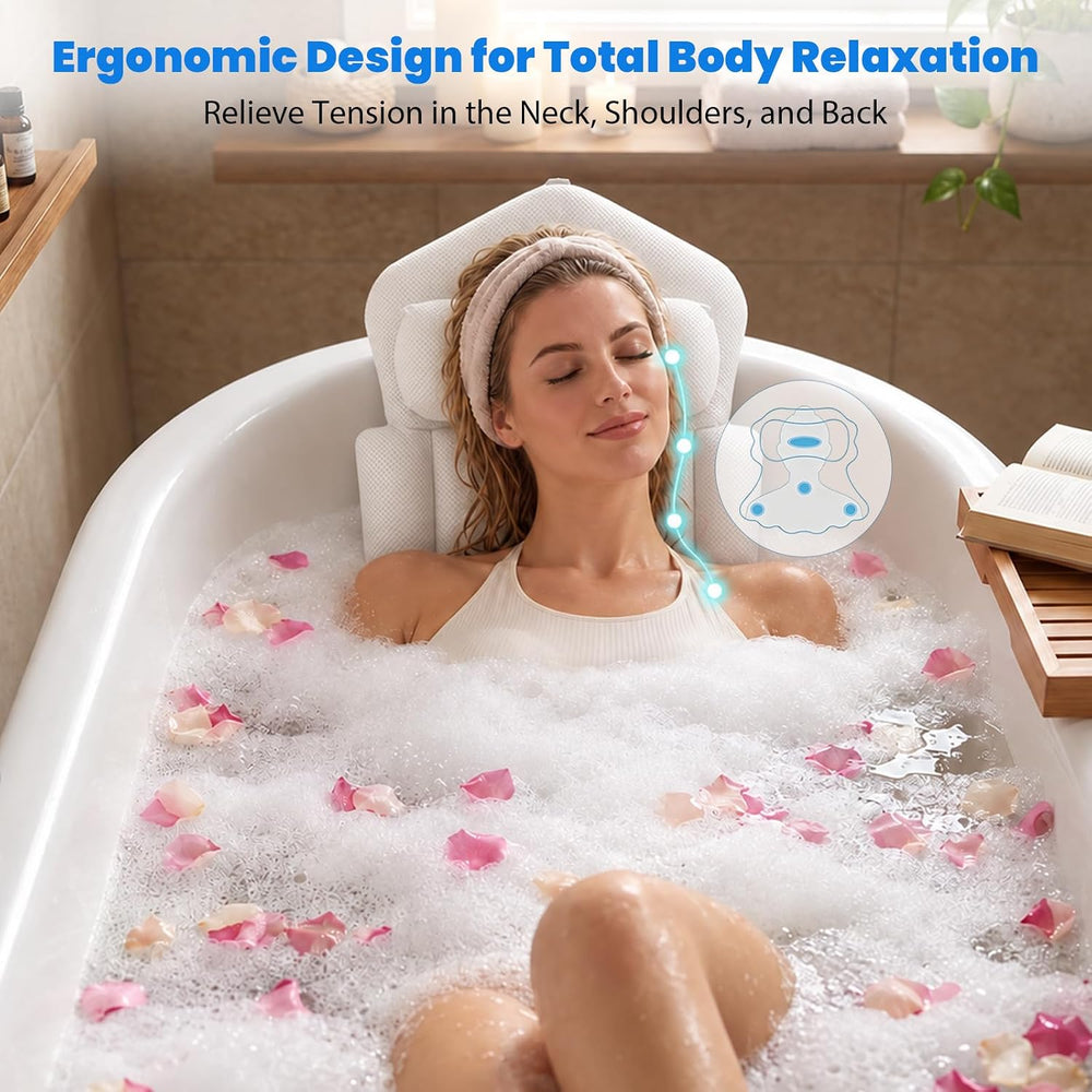 Bath Pillow for Tub, 5D Air Mesh Bathtub Pillow (White)