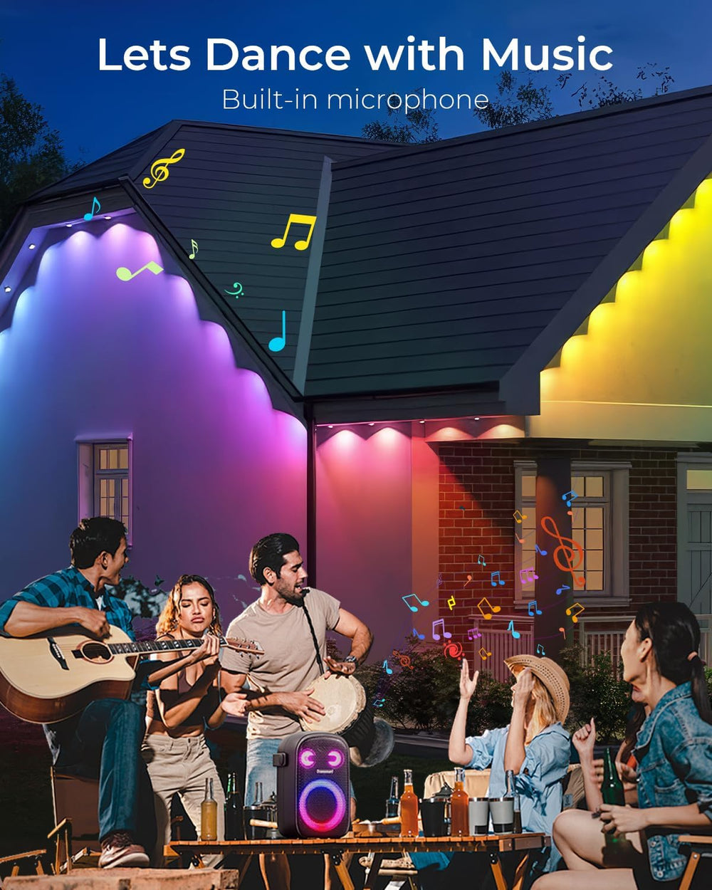 CINOTON Permanent Outdoor Lights 150ft, Smart RGBW+IC Eaves Lights with 90LED...