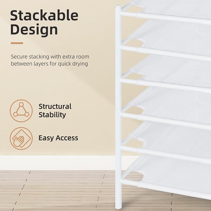 STORAGE MANIAC Sweater Drying Rack, Mesh Clothes Drying Rack, Stackable Laund...