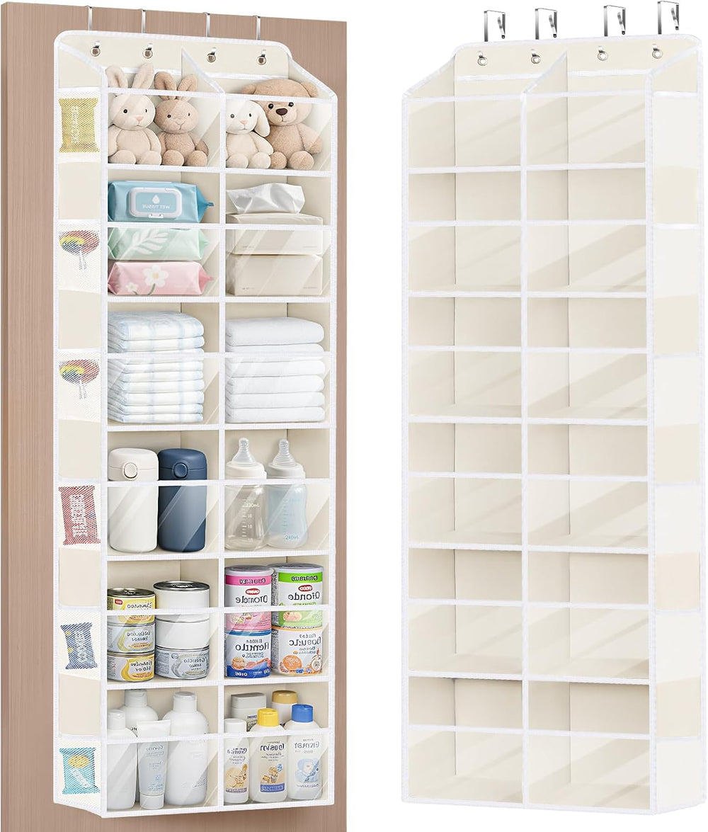 Univivi Hanging Door Organizer, 6 Tiers Large Over Door Storage, Beige