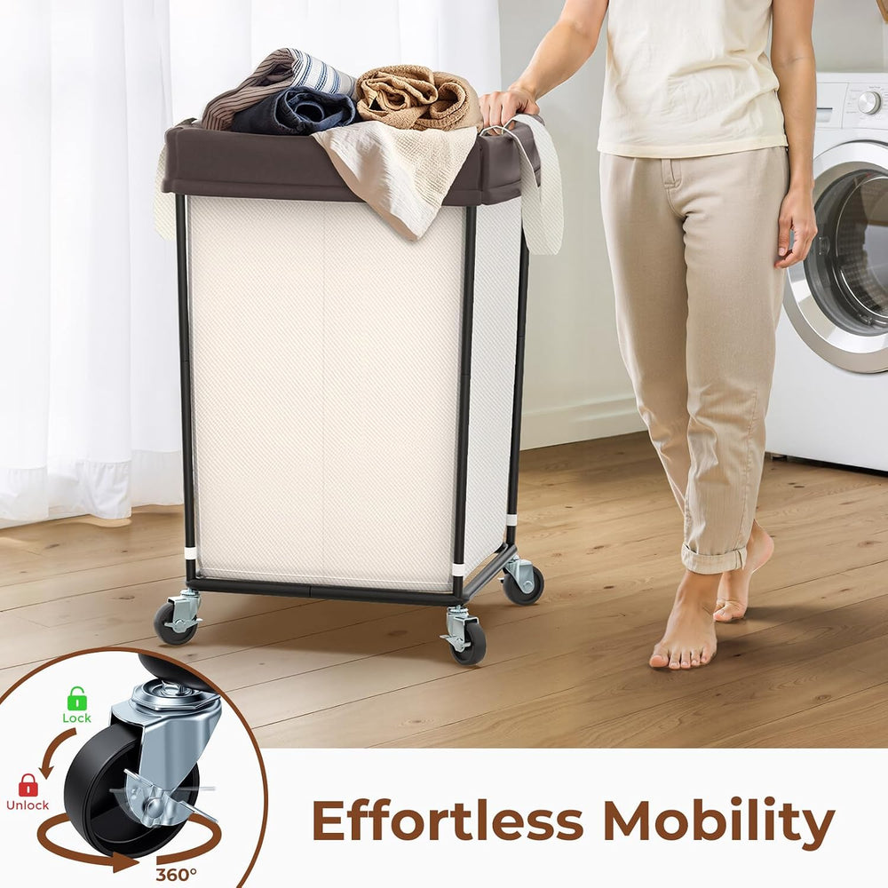 160L Rolling Laundry Basket with Wheels, Rolling Laundry Hamper with Wheels