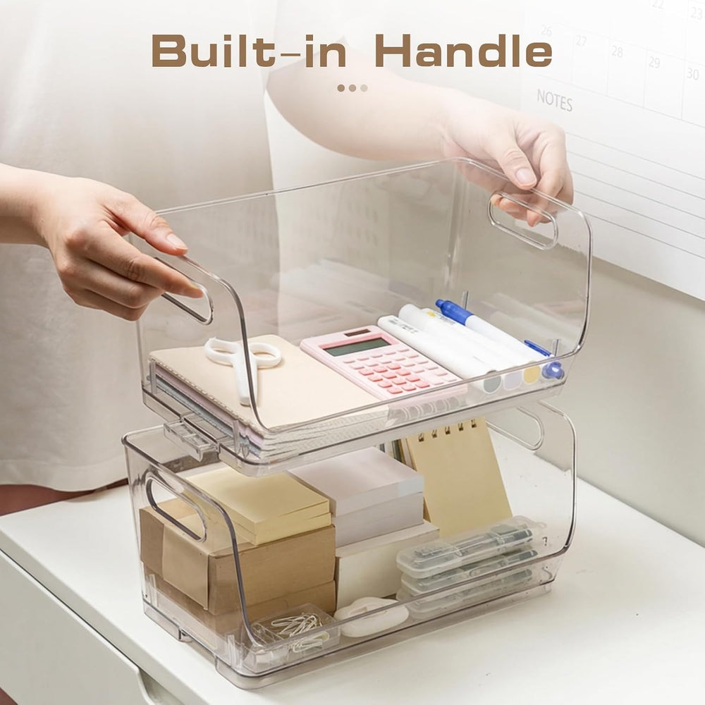 4-Pack Stackable Pantry Organizers and Storage, Clear Fridge Organizer Bins