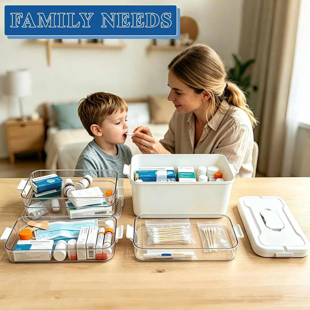 5-Tier Medicine Organizer Box, Medicine Cabinet with Plastic Handle