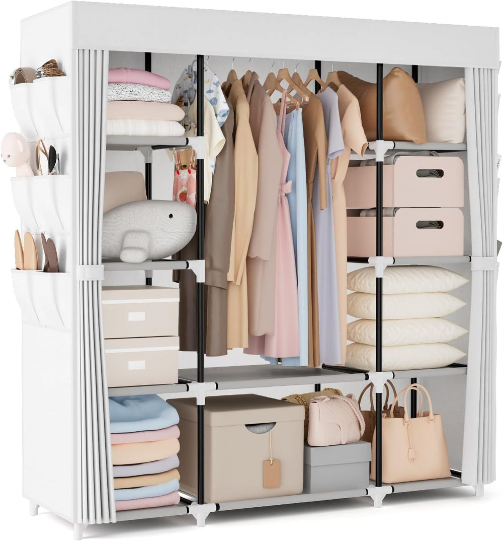 VTRIN Portable Closet Wardrobe for Hanging Clothes 57.3 Inch Large Capacity C...