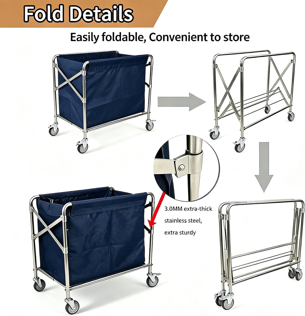 Commercial Laundry Cart with Wheel, Foldable Laundry Cart (400L)