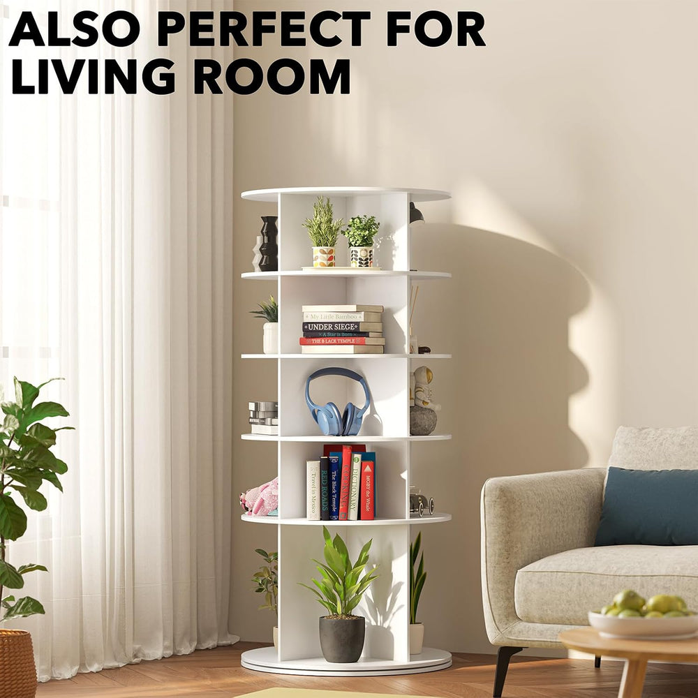 SpaceAid Rotating Shoe Rack 5 Tier Organizer, High Bottom Design Shoe Tower S...