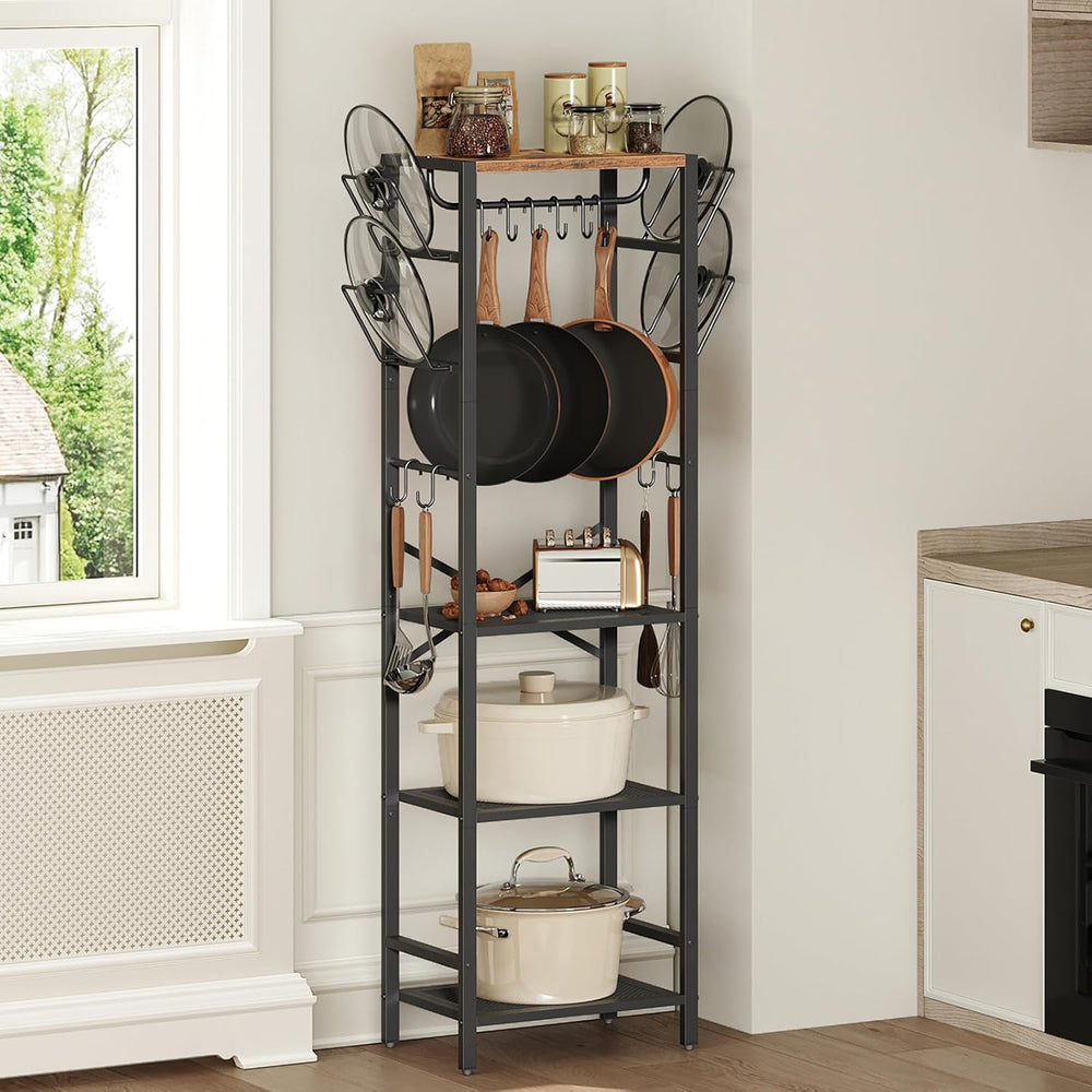 MAHANCRIS 4-Tier Pot Rack, Pots and Pans Organizer for Kitchen Corner, Kitche...
