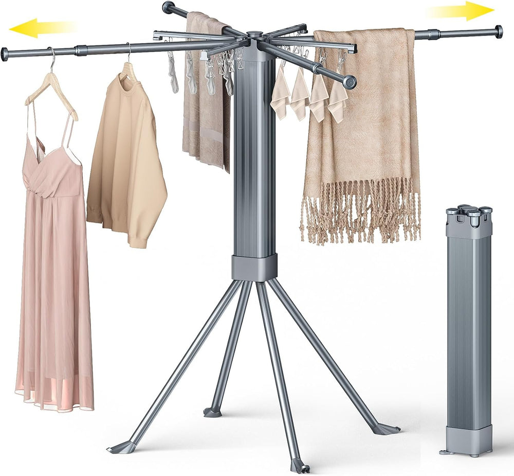 BIREN Clothes Drying Rack Foldable Extending Laundry Rack with 16 Clips Colla...