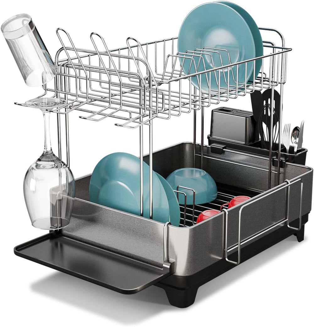 Home Zone Living Dish Drying Rack for Kitchen Counter with 2-Tiers