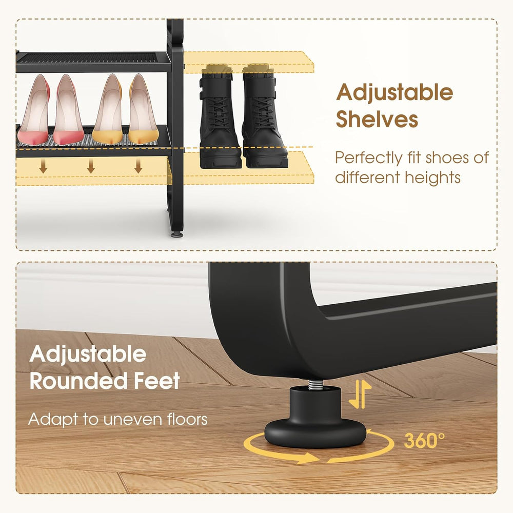 SAYZH Expandable Shoe Rack for Closet, Adjustable Metal Shoe Organizer with S...