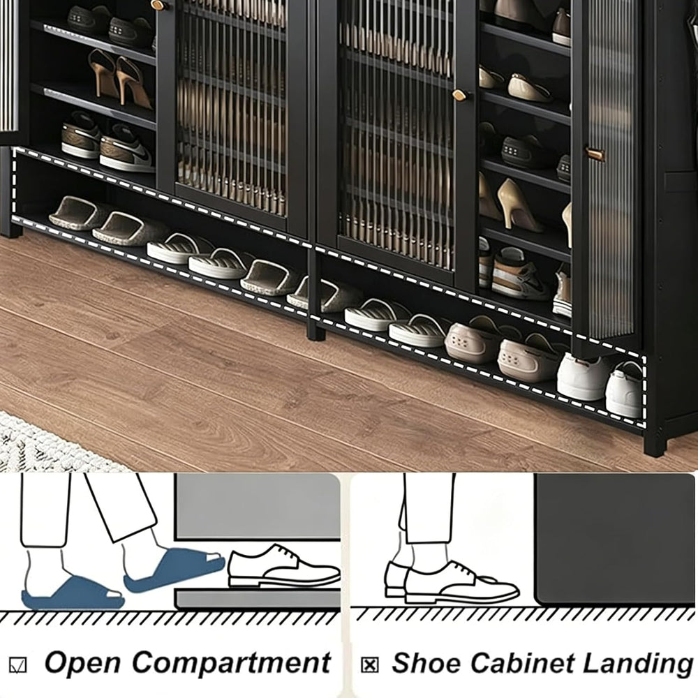 7 Tier Bamboo Shoe Cabinet - Shoe Storage Cabinet with Doors, 35-40 Pairs Bam...