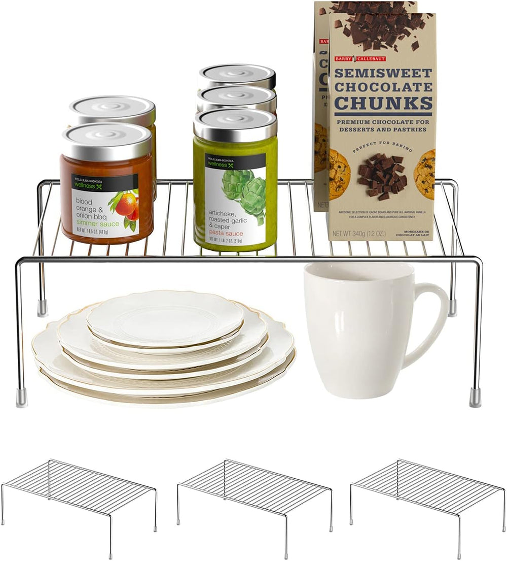 Redrubbit 4 Pack Medium (13 x 9.4 Inch) Cabinet Storage Shelf Rack, Rustproof...