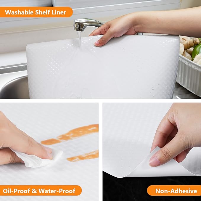 Shelf Liners for Kitchen Cabinets Refrigerator Liners Waterproof Kitchen (Pac...
