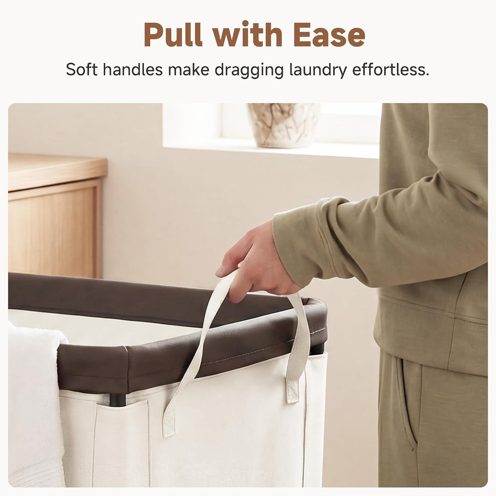 StorageWorks Laundry Hamper with Wheels, 310L Large Beige Basket Cart