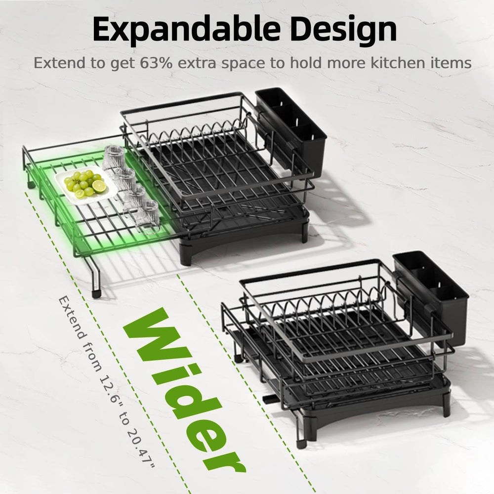 Expandable Dish Drying Rack, Stainless Steel Over Sink Dish Drainer for Kitch...