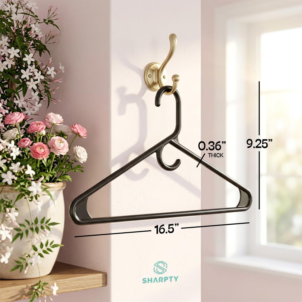 Heavy Duty Clothes Hangers, 36 Pack - Space Saving, Ultra Strong Black Plasti...