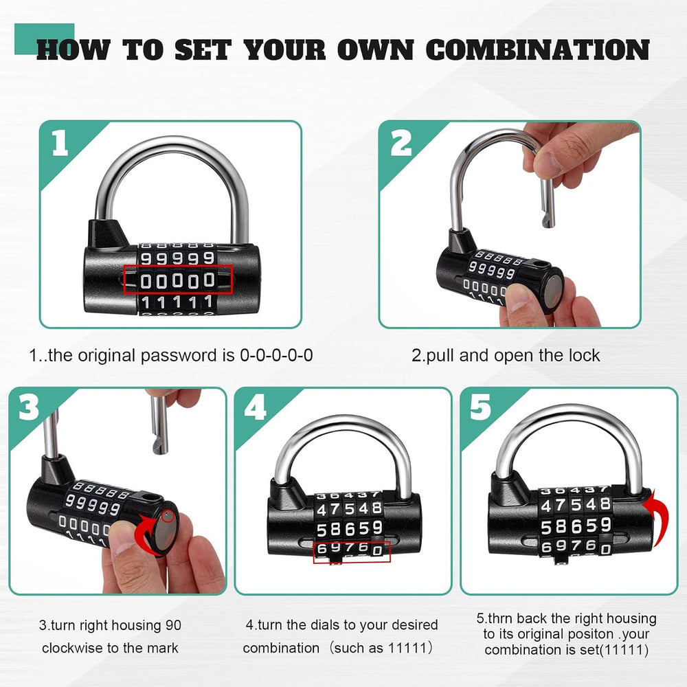 Shimeyao 8 Pcs 5 Combination Lock Metal 5 Digit Lock Heavy Duty Word Gym Lock...