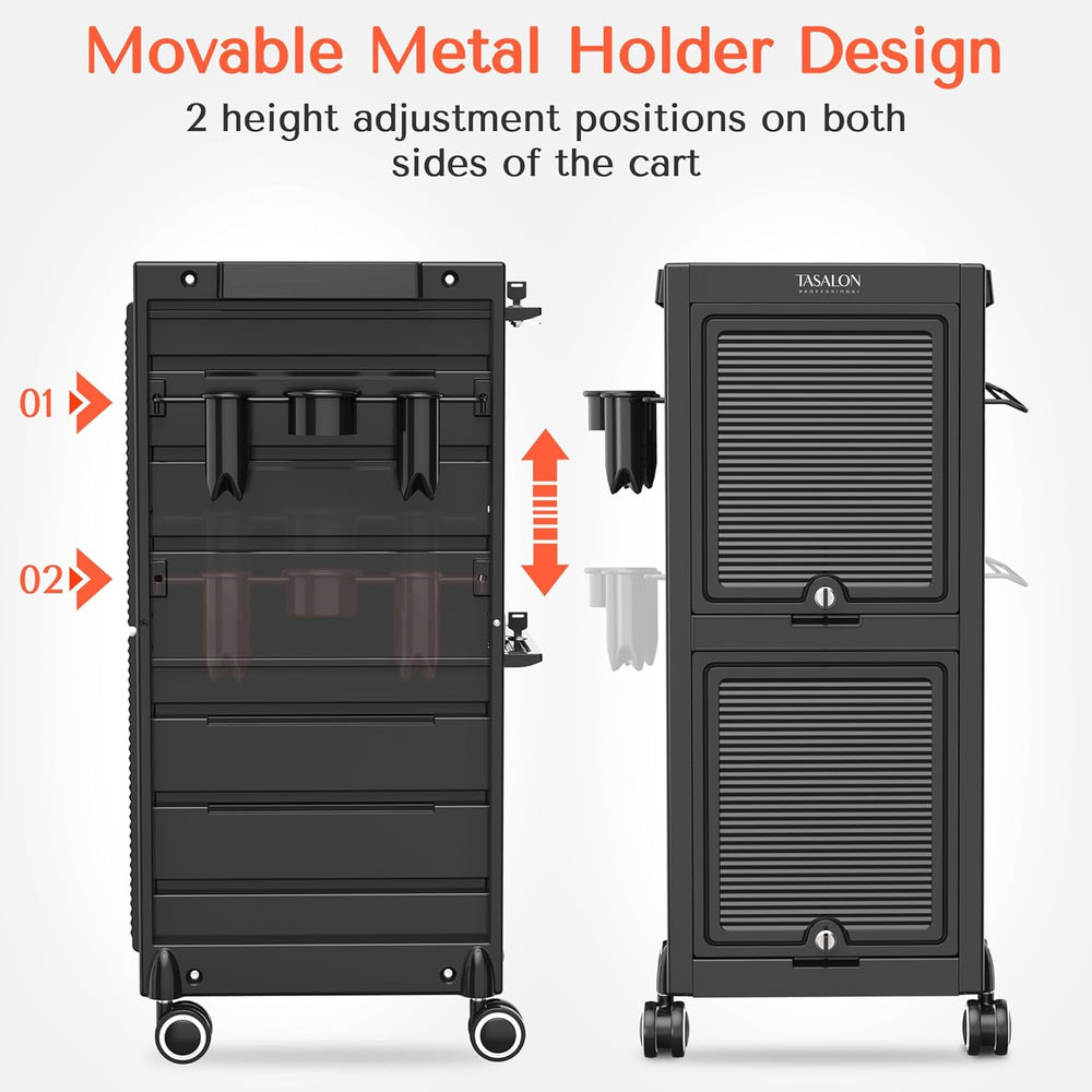 TASALON Lockable Salon Trolley, 6-Drawer Rolling Beauty Cart with Tool Holder...