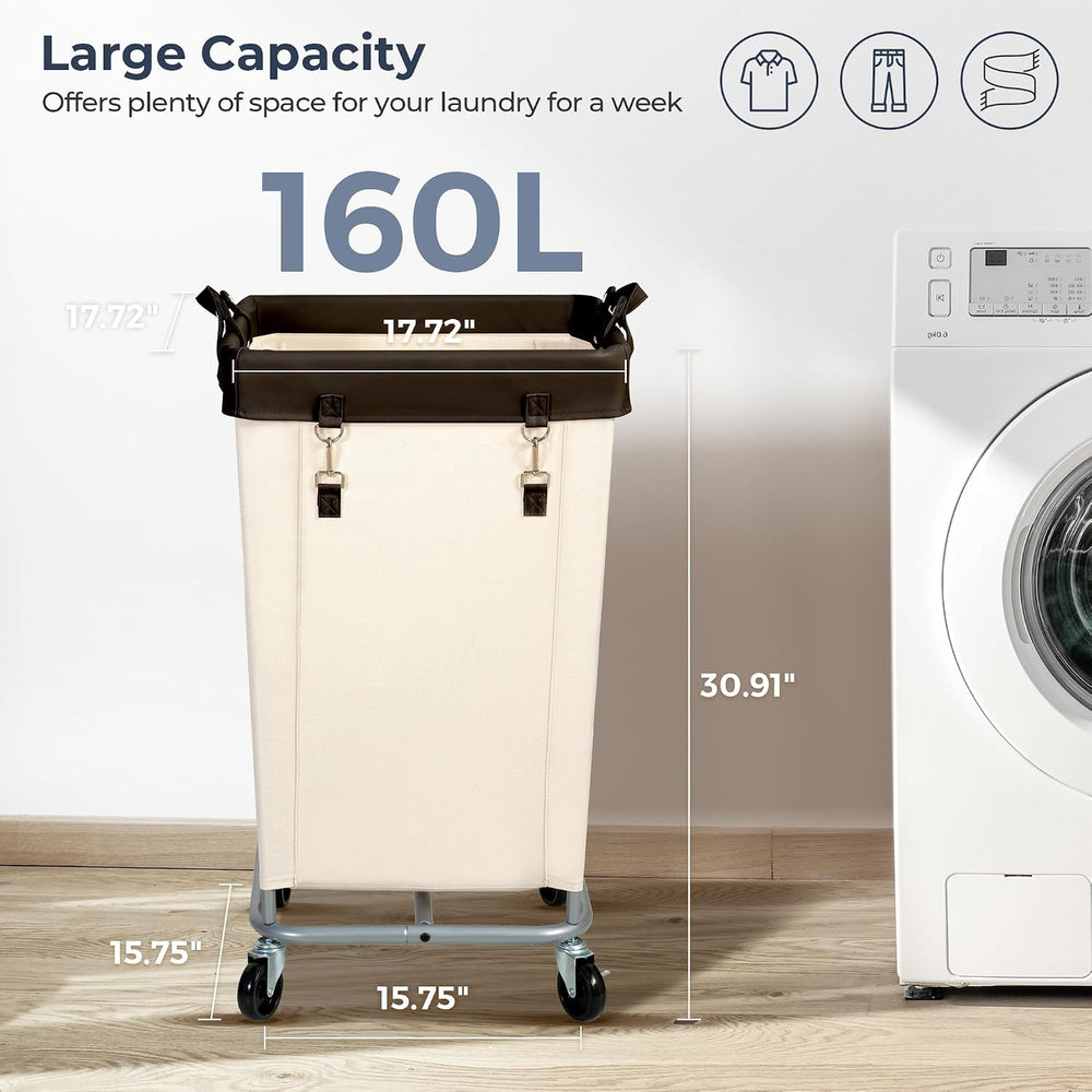 STO STO Laundry Hamper with Wheels, 160L Rolling Laundry Sorter Cart with Hea...