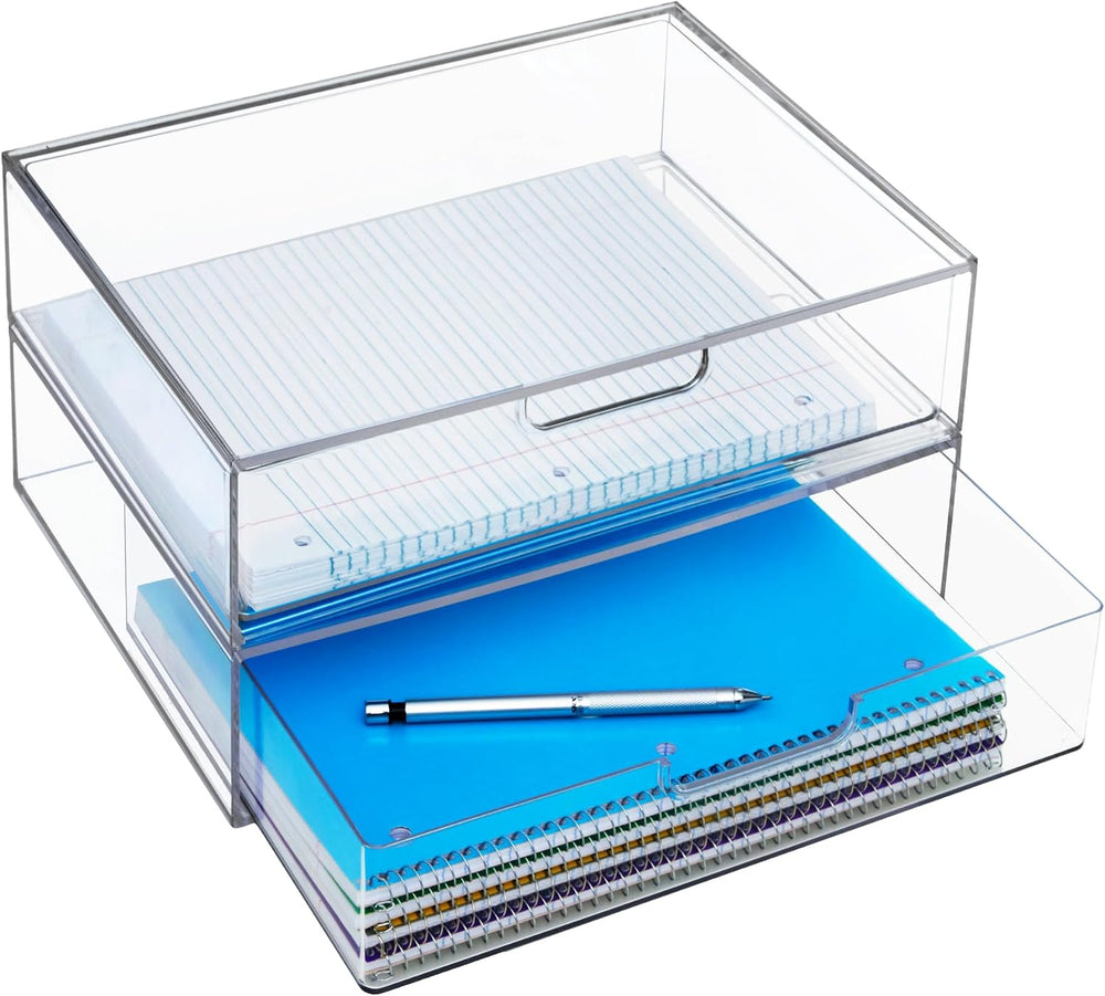 STORi STAX Plastic Stackable Organizer Drawers (Set of 2) Clear | 12.5" ...