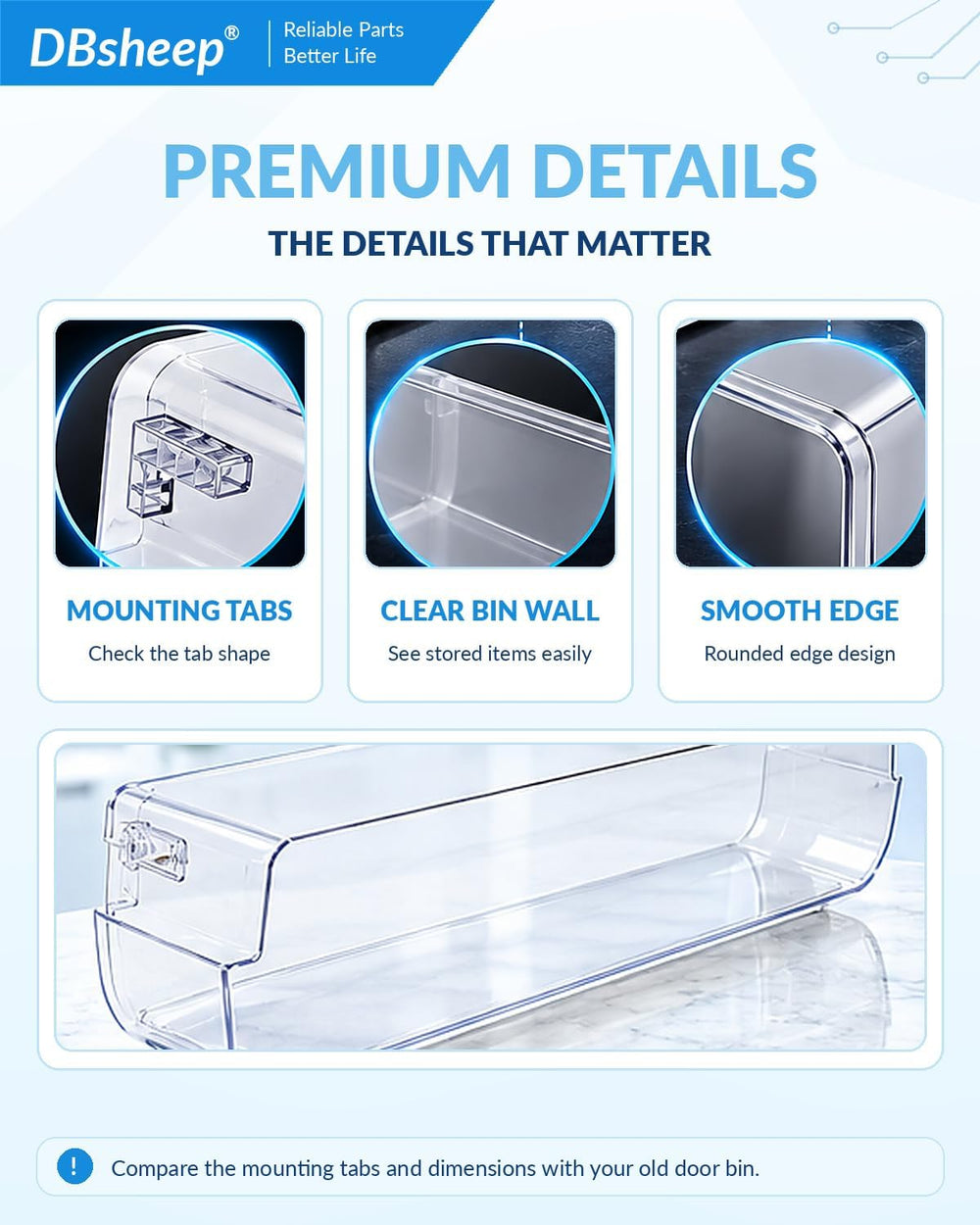 Refrigerator Door Shelf Bin - Replacement for LG MAN62749601